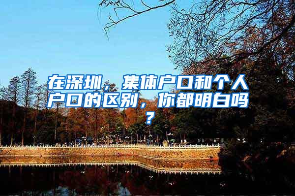 在深圳，集体户口和个人户口的区别，你都明白吗？