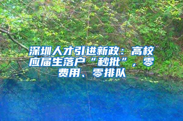 深圳人才引进新政：高校应届生落户“秒批”, 零费用、零排队