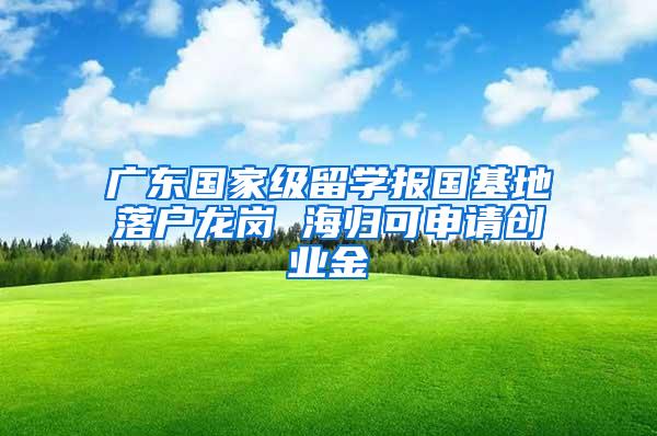 广东国家级留学报国基地落户龙岗 海归可申请创业金