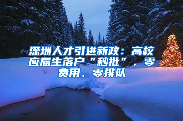 深圳人才引进新政：高校应届生落户“秒批”，零费用、零排队