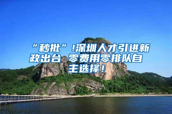 “秒批”!深圳人才引进新政出台 零费用零排队自主选择！