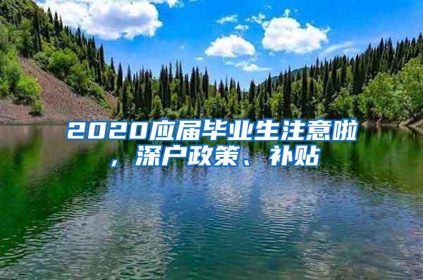 2020应届毕业生注意啦，深户政策、补贴