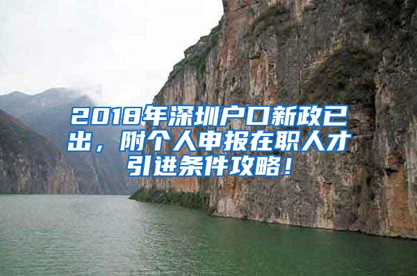 2018年深圳户口新政已出，附个人申报在职人才引进条件攻略！