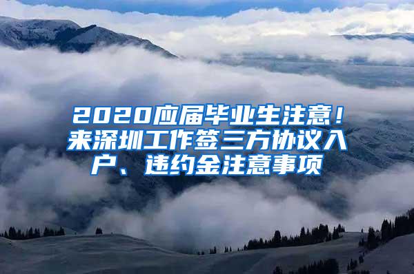 2020应届毕业生注意！来深圳工作签三方协议入户、违约金注意事项