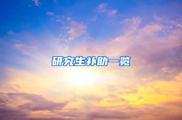 研究生补助一览