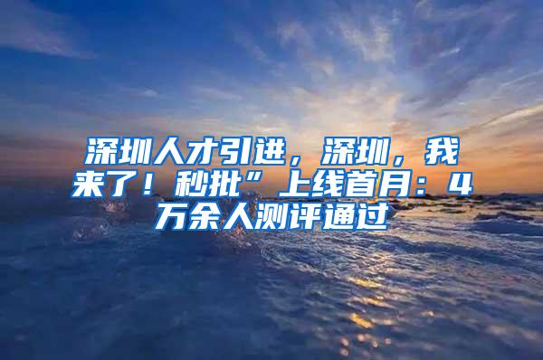 深圳人才引进，深圳，我来了！秒批”上线首月：4万余人测评通过