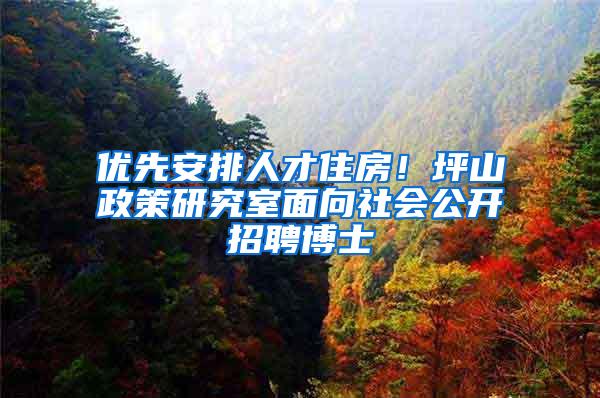 优先安排人才住房！坪山政策研究室面向社会公开招聘博士