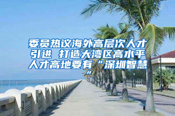 委员热议海外高层次人才引进 打造大湾区高水平人才高地要有“深圳智慧”