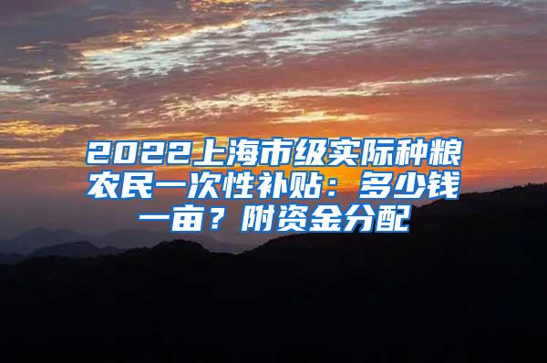 2022上海市级实际种粮农民一次性补贴：多少钱一亩？附资金分配