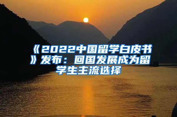 《2022中国留学白皮书》发布：回国发展成为留学生主流选择