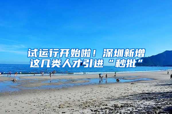 试运行开始啦！深圳新增这几类人才引进“秒批”