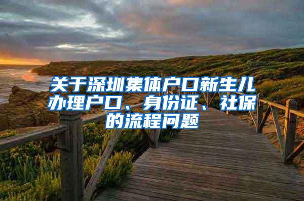 关于深圳集体户口新生儿办理户口、身份证、社保的流程问题