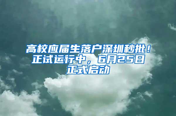 高校应届生落户深圳秒批！正试运行中，6月25日正式启动