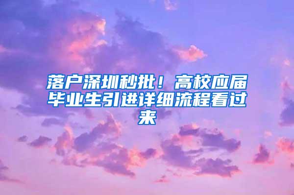 落户深圳秒批！高校应届毕业生引进详细流程看过来