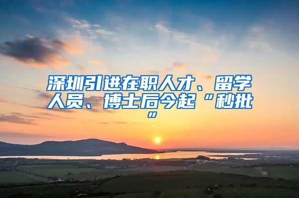 深圳引进在职人才、留学人员、博士后今起“秒批”