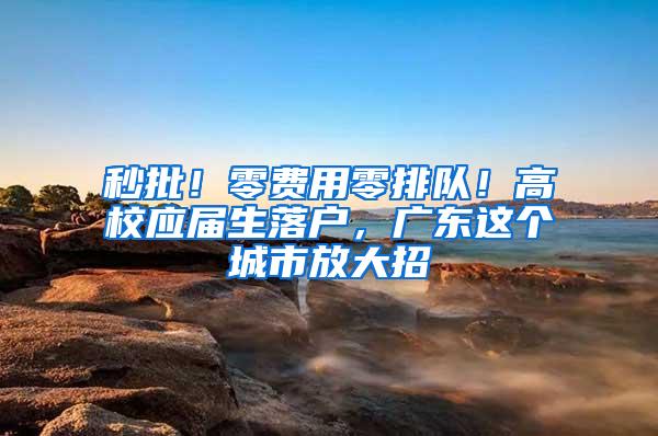 秒批！零费用零排队！高校应届生落户，广东这个城市放大招