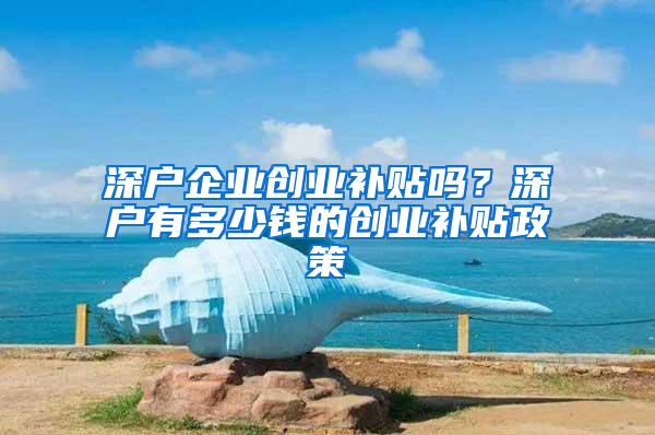 深户企业创业补贴吗？深户有多少钱的创业补贴政策