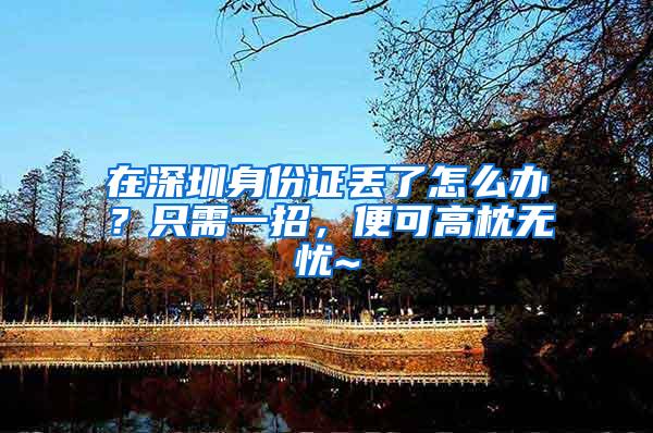 在深圳身份证丢了怎么办？只需一招，便可高枕无忧~