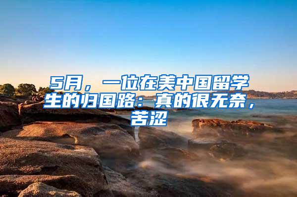 5月，一位在美中国留学生的归国路：真的很无奈，苦涩