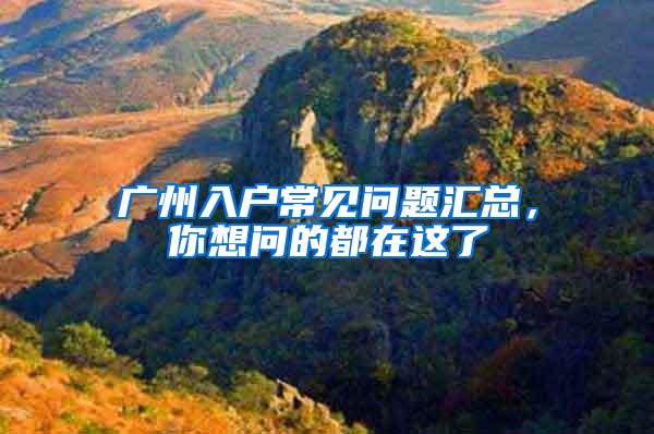 广州入户常见问题汇总，你想问的都在这了