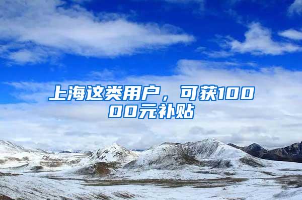 上海这类用户，可获10000元补贴