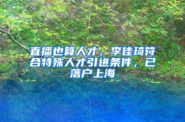 直播也算人才，李佳琦符合特殊人才引进条件，已落户上海