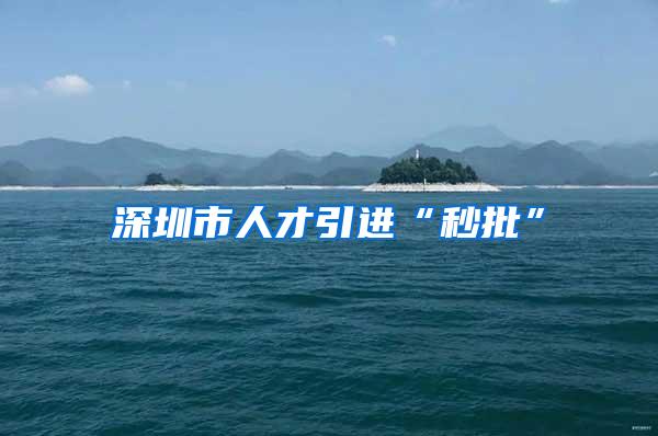 深圳市人才引进“秒批”