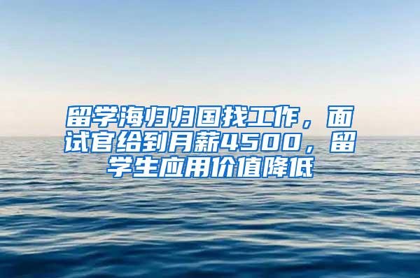 留学海归归国找工作，面试官给到月薪4500，留学生应用价值降低