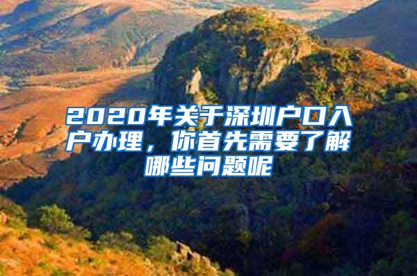 2020年关于深圳户口入户办理，你首先需要了解哪些问题呢