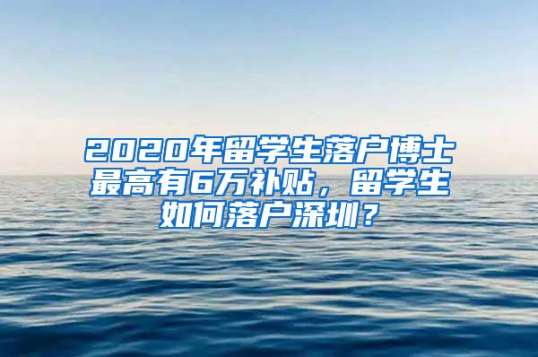 2020年留学生落户博士最高有6万补贴，留学生如何落户深圳？