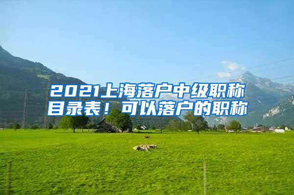 2021上海落户中级职称目录表！可以落户的职称