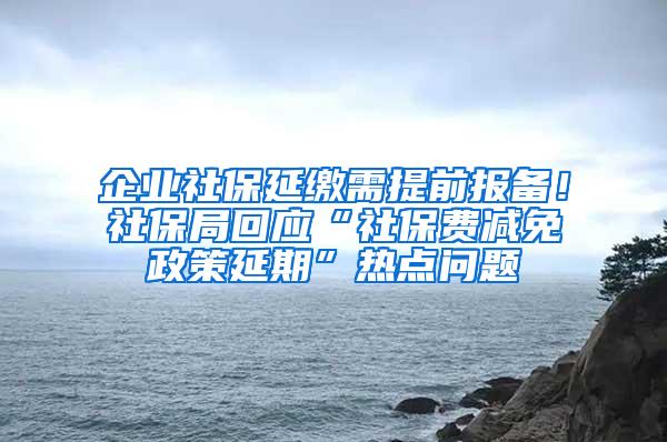 企业社保延缴需提前报备！社保局回应“社保费减免政策延期”热点问题