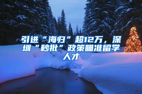 引进“海归”超12万，深圳“秒批”政策瞄准留学人才