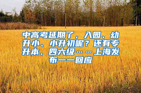 中高考延期了，入园、幼升小、小升初呢？还有专升本、四六级……上海发布一一回应