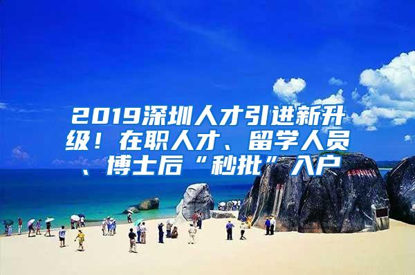 2019深圳人才引进新升级！在职人才、留学人员、博士后“秒批”入户