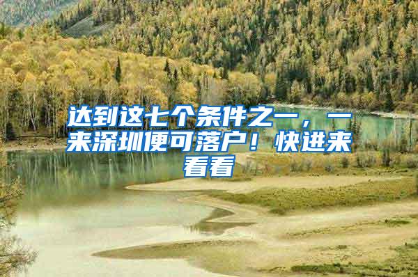 达到这七个条件之一，一来深圳便可落户！快进来看看