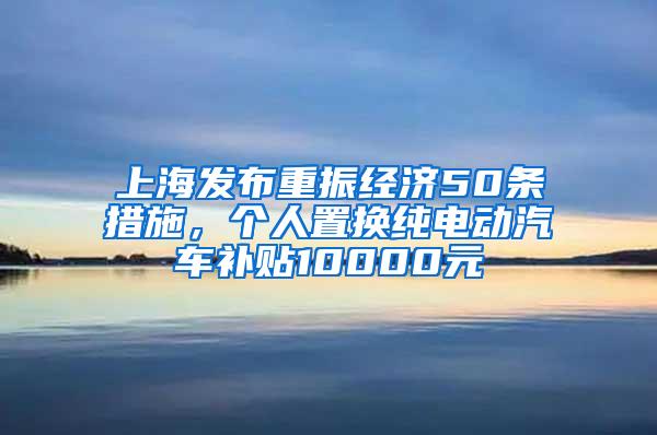 上海发布重振经济50条措施，个人置换纯电动汽车补贴10000元