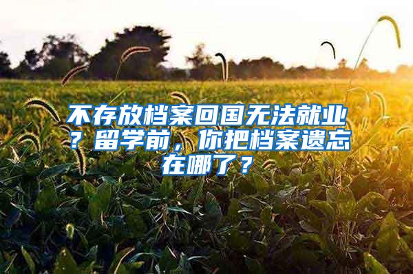 不存放档案回国无法就业？留学前，你把档案遗忘在哪了？