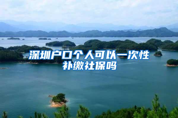深圳户口个人可以一次性补缴社保吗