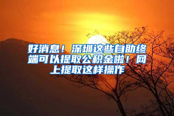 好消息！深圳这些自助终端可以提取公积金啦！网上提取这样操作
