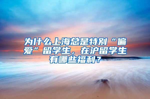 为什么上海总是特别“偏爱”留学生，在沪留学生有哪些福利？