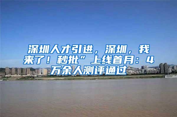 深圳人才引进，深圳，我来了！秒批”上线首月：4万余人测评通过