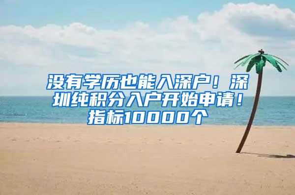 没有学历也能入深户！深圳纯积分入户开始申请！指标10000个