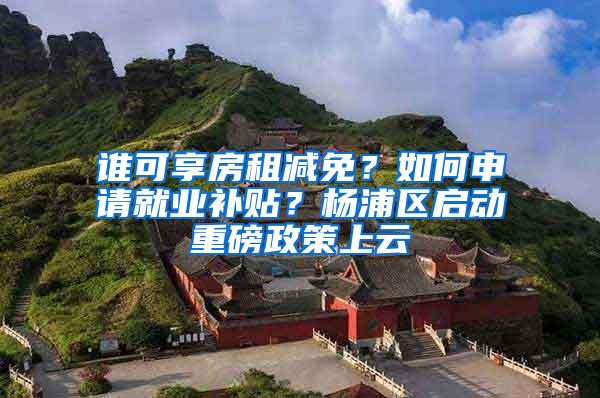 谁可享房租减免？如何申请就业补贴？杨浦区启动重磅政策上云