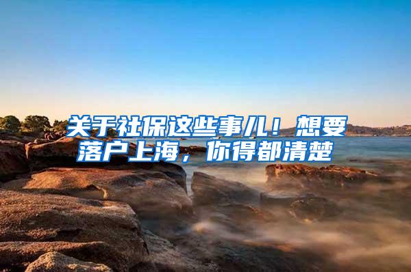 关于社保这些事儿！想要落户上海，你得都清楚