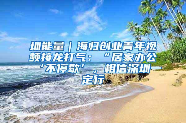 圳能量｜海归创业青年视频接龙打气：“居家办公‘不停歇’，相信深圳一定行