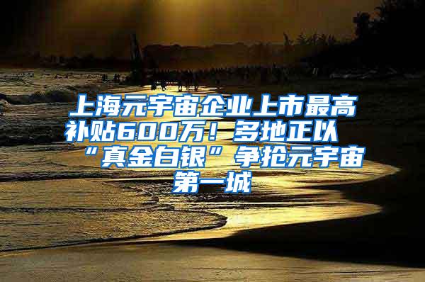 上海元宇宙企业上市最高补贴600万！多地正以“真金白银”争抢元宇宙第一城