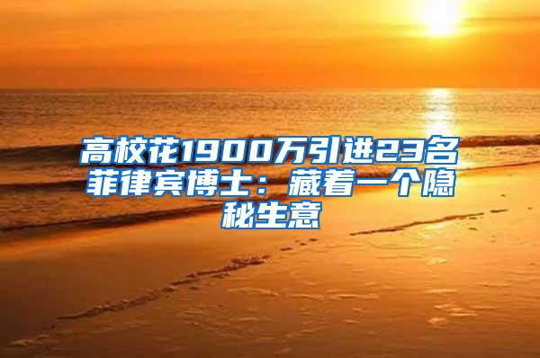 高校花1900万引进23名菲律宾博士：藏着一个隐秘生意