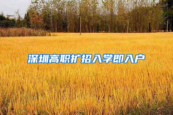 深圳高职扩招入学即入户