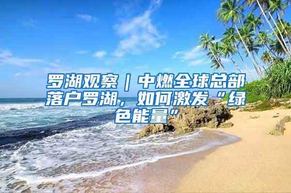 罗湖观察｜中燃全球总部落户罗湖，如何激发“绿色能量”